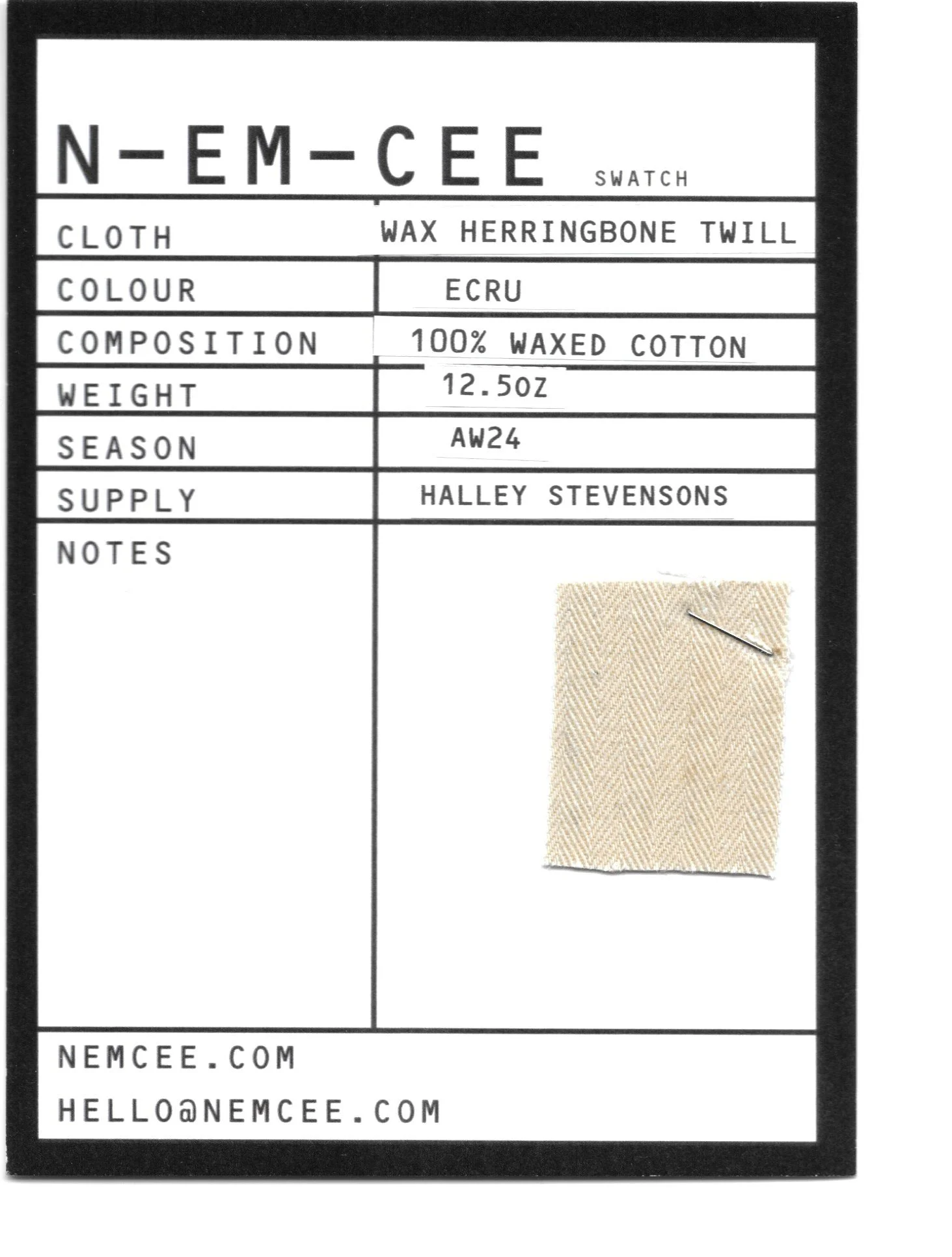 013 WAX COTTON OVERCOAT — NEMCEE